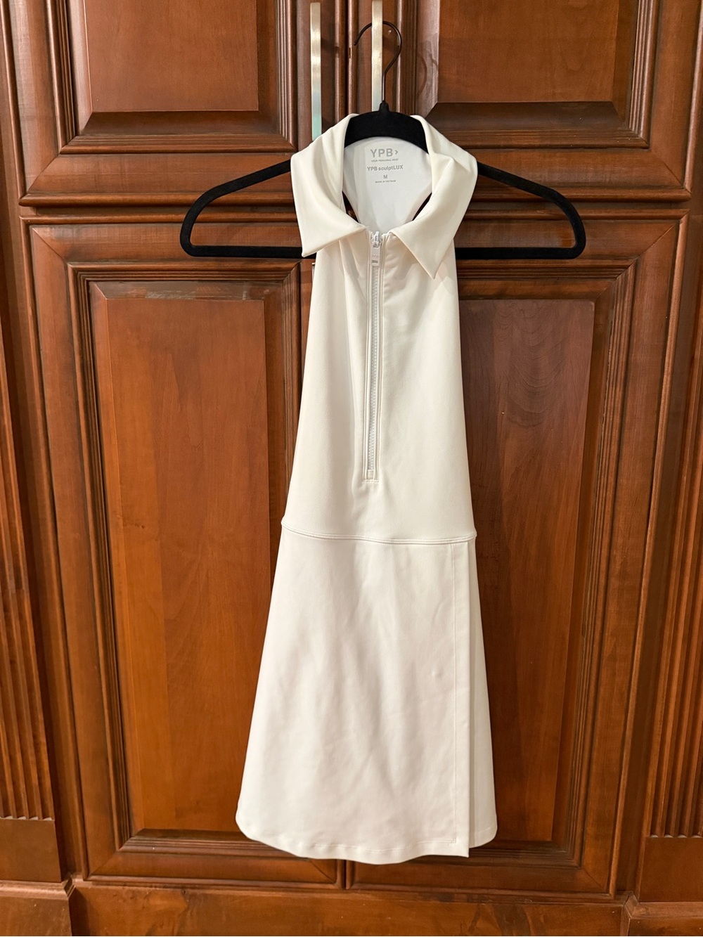 Abercrombie & Fitch Cream Zip-Collar Sleeveless Mini Dress